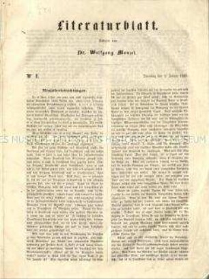 Literaturblatt auf das Jahr 1849