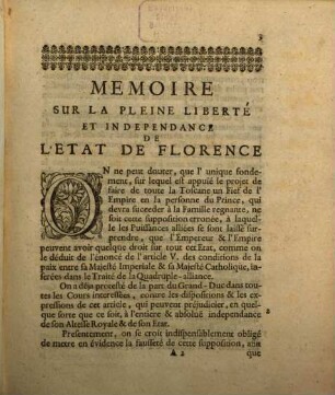 Mémoire sur la liberté de l'état de Florence