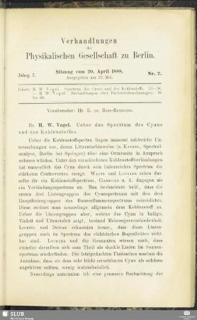 Nr. 7. Sitzung vom 20. April 1888