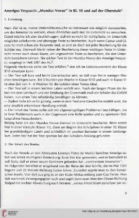 34: Amerigos Vespuccis "Mundus Novus" in Kl. 10 und auf der Oberstufe