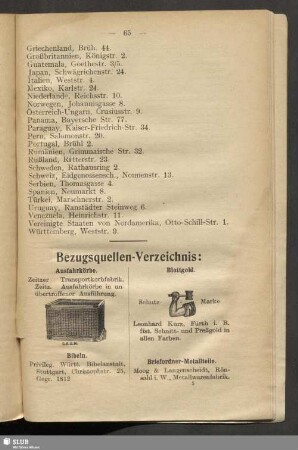 Bezugsquellen-Verzeichnis