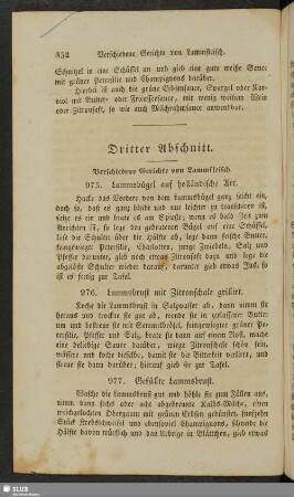 Dritter Abschnitt. Verschiedene Gerichte von Lammfleisch