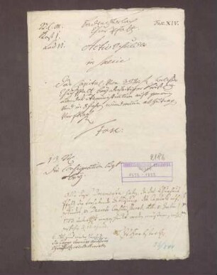 Kurpfälzische Dokumente, betreffend ein von Baden-Durlach auf das Oberamt Bretten im Jahr 1740 vorgeschossenes Kapital von 300.000 fl., welches 1753 wieder abgelöst wurde