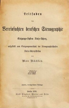 Leitfaden der Vereinfachten deutschen Stenographie