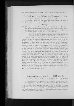 Versammlung zu Lübeck. - 1422 Mai 31.
