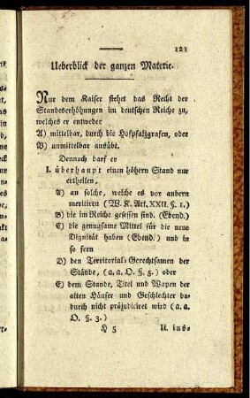 Ueberblick der ganzen Materie.