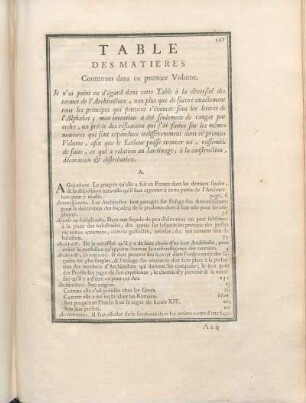 Table De Matieres Contenues dans ce premier Volume.