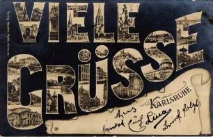 Postkartenalbum. "Viele Grüsse aus Karlsruhe"