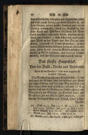 Das fünfte Hauptstueck: Von der Busse, Beicht und Absolution