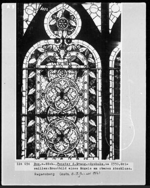 Fenster n VII, Evangelistenfenster, Felder: Evangelistensymbole und Brustbild eines Engels