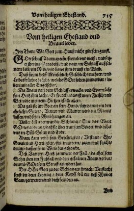Vom heiligen Ehestand und Brautlieder.
