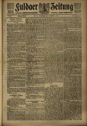 Erste Ausgabe vom Donnerstag, den 16. Februar 1911.