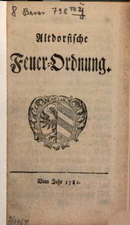 Altdorfische Feuer-Ordnung
