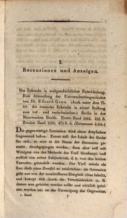 Jahrbücher der gesammten deutschen juristischen Literatur. 1. 1826