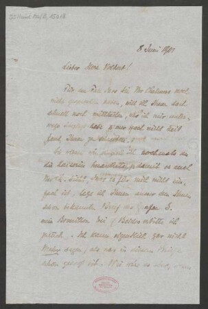 Brief an Charles G... Volkert : 08.06.1901