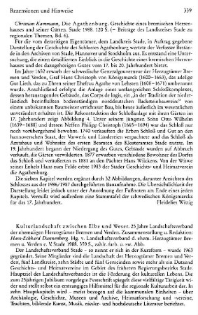 Kulturlandschaft zwischen Elbe und Weser, 25 Jahre Landschaftsverband der ehemaligen Herzogtümer Bremen und Verden, Zusammenstellung und Redaktion Hans-Eckhard Dannenberg, hrsg. vom Landschaftsverband der ehemaligen Herzogtümer Bremen und Verden e.V. : Stade, 1988