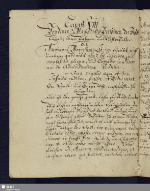 Caput VIII. Von denen Magistrats Persohnen der Stadt Luckau