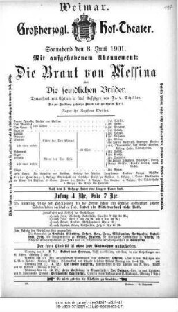 Die Braut von Messina oder Die feindlichen Brüder