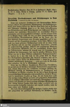 Aerztliche Beobachtungen und Erfahrungen in Bad Brambach