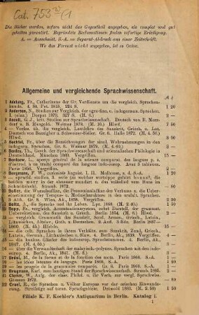 Katalog : Filiale K. F. Koehler's Antiquarium in Berlin. [Umschlagt.], 1