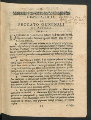 Disputatio IX. De Peccato Originali Et Actuali.