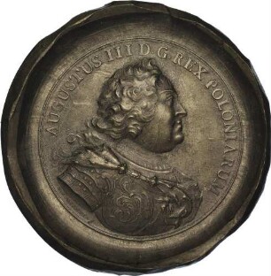 Kurfürst Friedrich August II. - Abprägung der Vorderseite der Medaille auf das Fest des polnischen Orden des Weißen Adlers