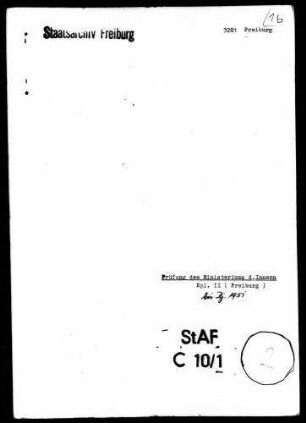 Ministerium des Innern; Einzelplan II