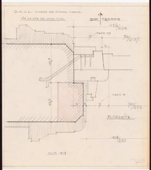 Preußischer Landtag, Berlin Umbau zum »Haus der Flieger«: Akademie für Luftfahrtforschung: Flurabschluss (Tür) Detail 1:1