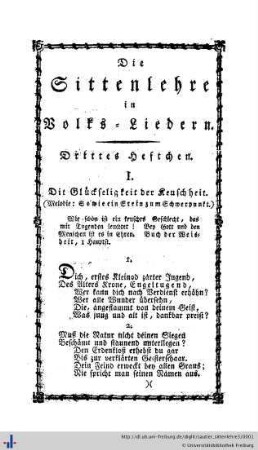 Die Sittenlehre in Volksliedern.