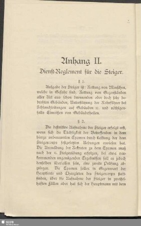 Anhang II. Dienst-Reglement für die Steiger