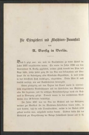 Die Eisengießerei und Maschinen-Bauanstalt von A. Borsig in Berlin.