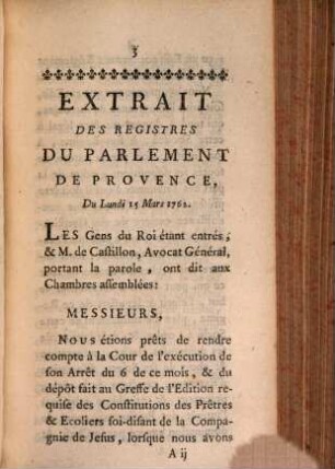 Extrait Des Registres Du Parlement De Provence, Et Arrêtés Des Parlemens De Paris Et De Bretagne