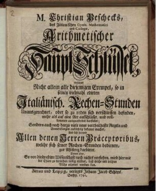 Band 2: Christian Peschecks Arithmetischer Haupt-Schlüssel. 2. Band