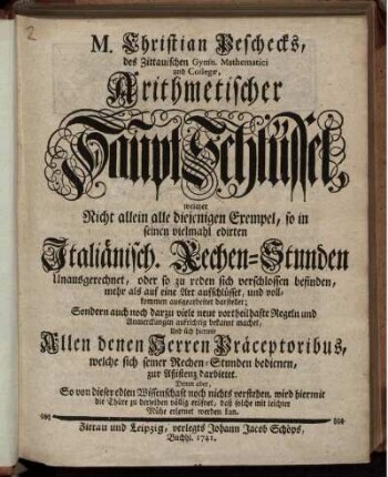 Band 2: Christian Peschecks Arithmetischer Haupt-Schlüssel. 2. Band