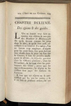 Chapitre dixieme. Des espions & des guides.