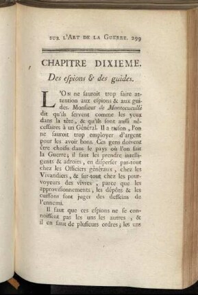 Chapitre dixieme. Des espions & des guides.