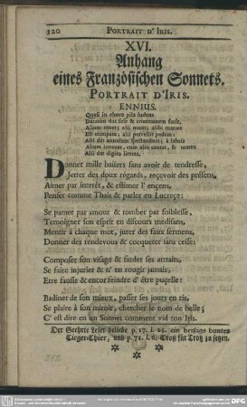 XVI. Anhang eines Französischen Sonnets
