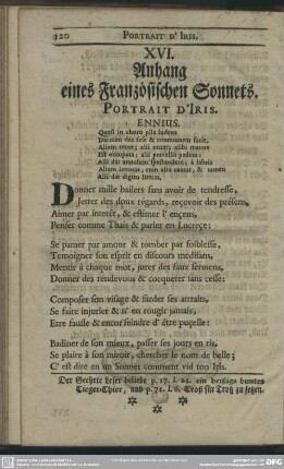 XVI. Anhang eines Französischen Sonnets