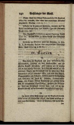 IV. Baukunst