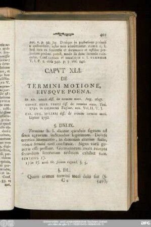 Caput XLI. De Termini Motione, Eiusque Poena.
