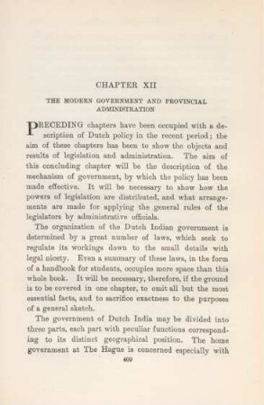 Chapter XII. The modern government and provincial administration