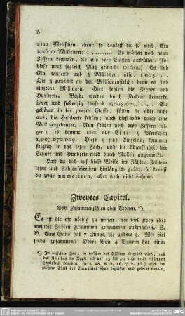 Zweytes Capitel. Vom Zusammenzählen oder Addiren