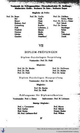 VII. Diplom-Prüfungen
