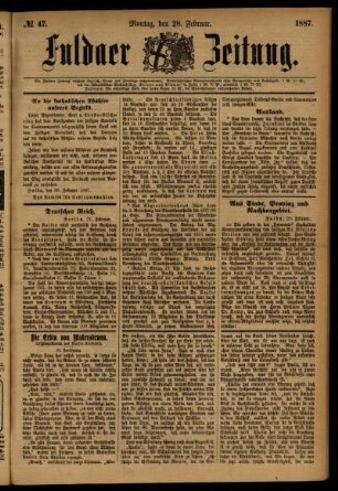 Ausgabe vom Montag, den 28. Februar 1887.