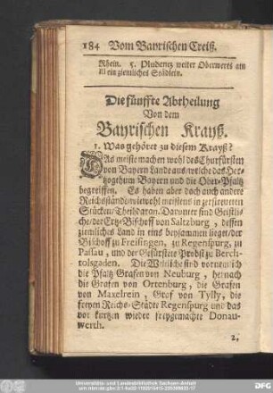 Die fünffte Abtheilung Von dem Bayrischen Krayß.
