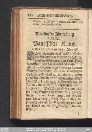 Die fünffte Abtheilung Von dem Bayrischen Krayß.