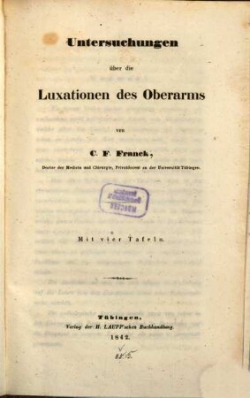 Untersuchungen über die Luxationen des Oberarms