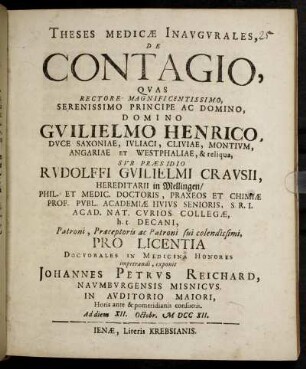 Theses Medicae Inaugurales, De Contagio