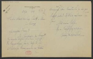 Brief an B. Schott's Söhne : 25.08.1929