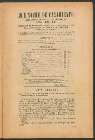 ¡Qué noche de casamiento! : Pieza cómica en tres actos, original